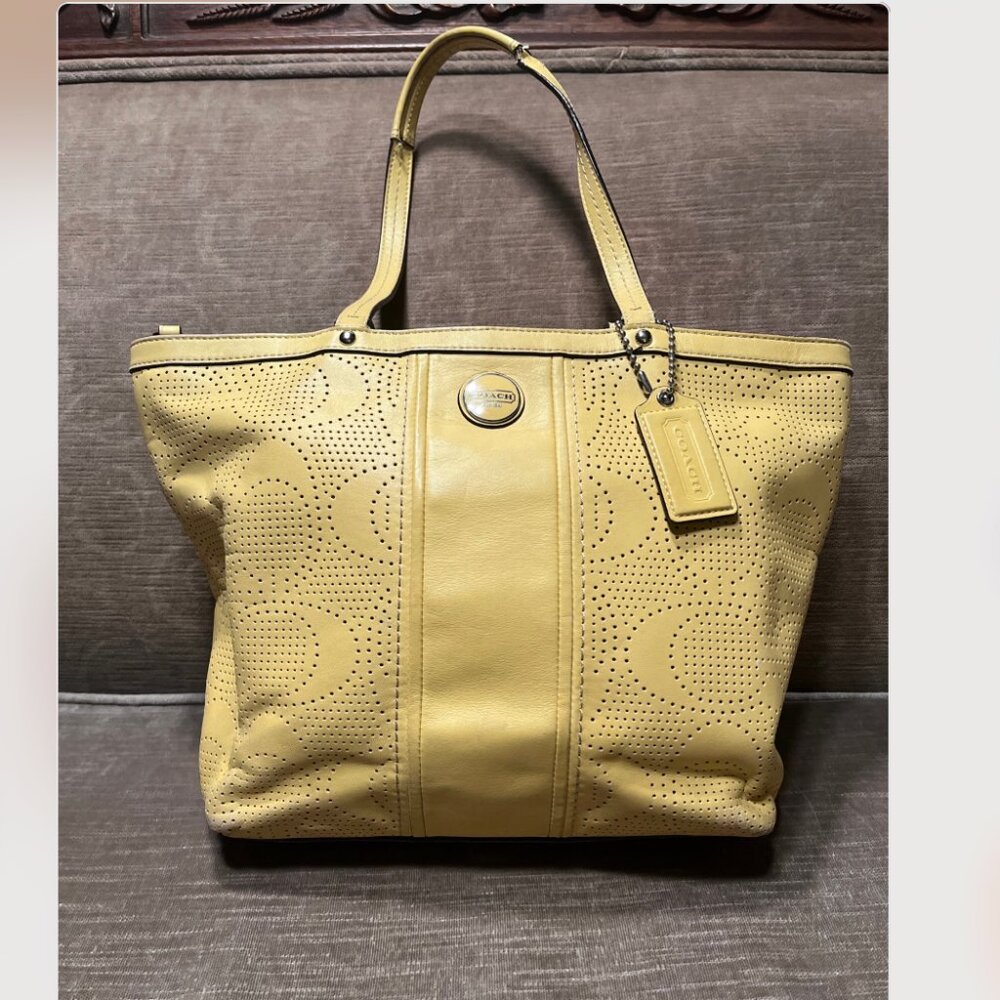 Coach  Perforated Leather Tote Handbag